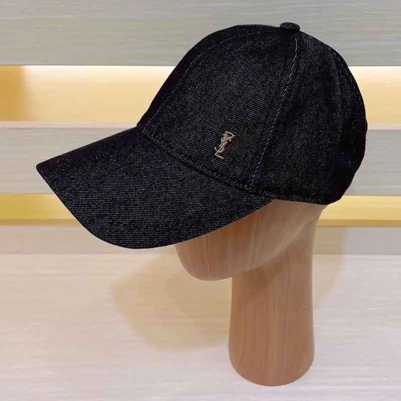 CHEAP Saint Laurent Cassandre Baseball Cap In Denim Black 0127