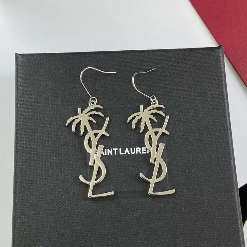 CHEAP Saint Laurent Opyum Pendant Earrings In Palm Tree Metal Silver 0123