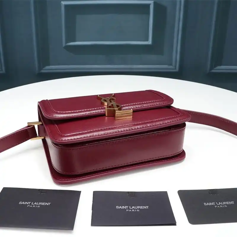 CHEAP Saint Laurent Small Solferino Satchel In Box Leather Burgundy Gold 0125