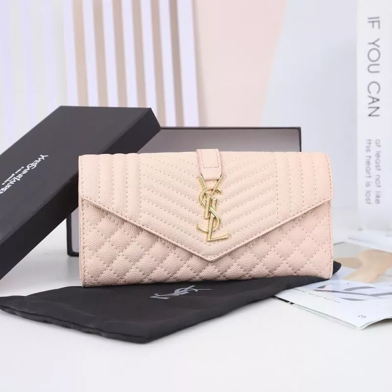 CHEAP Saint Laurent Large Envelope Flap Wallet In Mixed Grained Matelasse Leather Pink Gold 0116