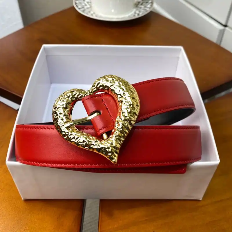 CHEAP Saint Laurent Heart Belt In Nappa Leather Red Gold 0126