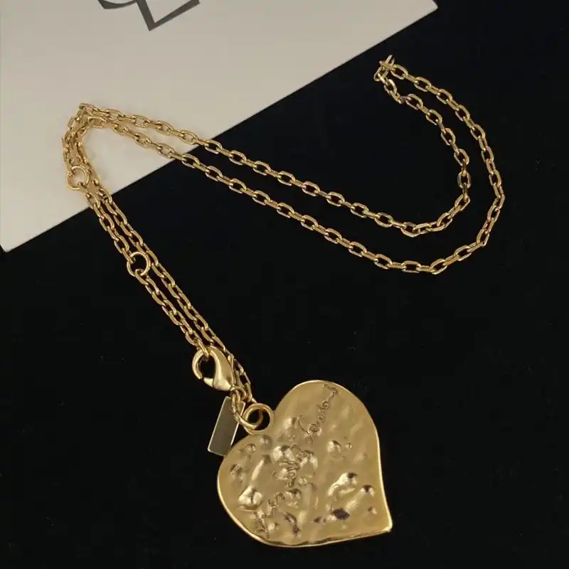 CHEAP Saint Laurent Love Heart Pendant Necklace In Metal Gold 0128