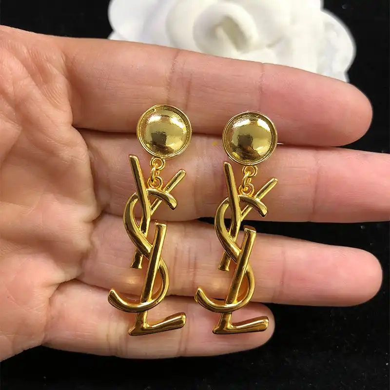 CHEAP Saint Laurent Opyum Pendant Earrings In Metal Gold 0123