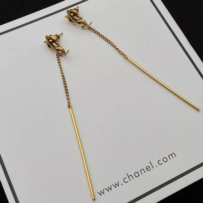 Saint Laurent Opyum Threader Earrings In Metal Gold 0113