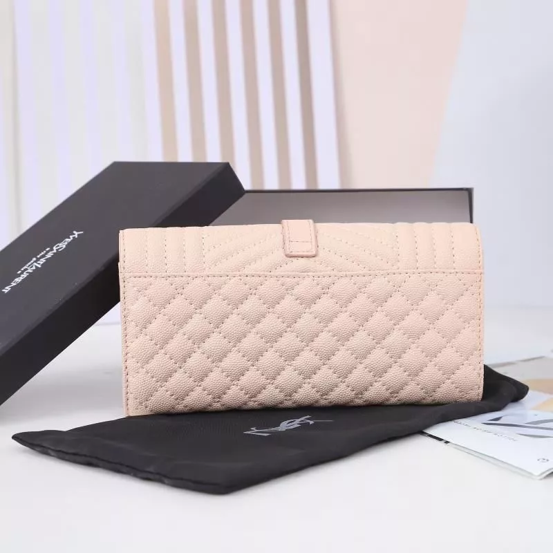 CHEAP Saint Laurent Large Envelope Flap Wallet In Mixed Grained Matelasse Leather Pink Gold 0116