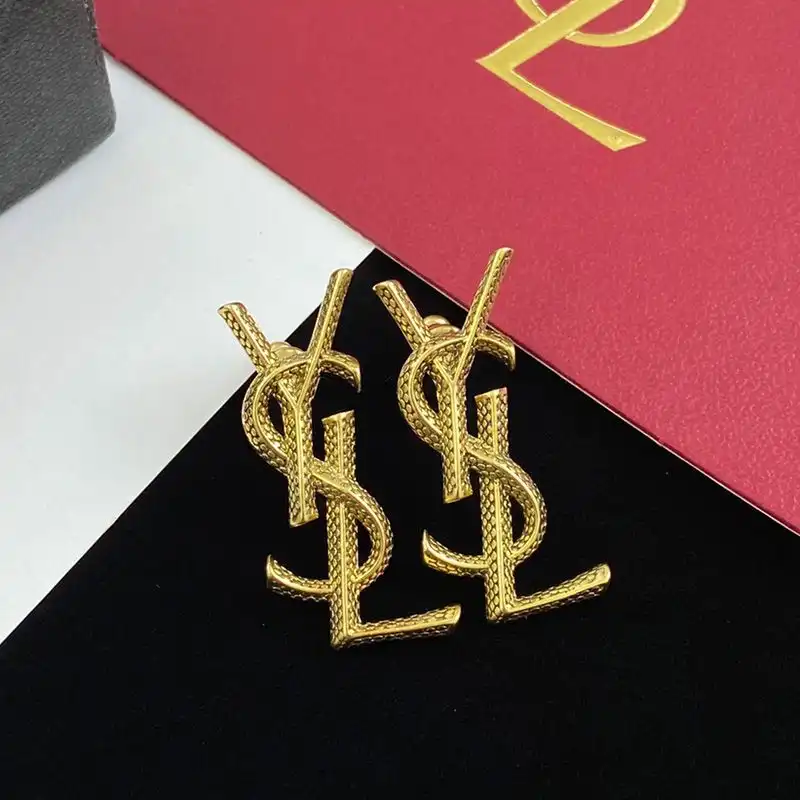 CHEAP Saint Laurent Opyum Earrings In Snake Metal Gold 0123