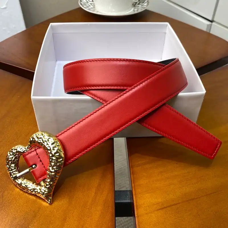 CHEAP Saint Laurent Heart Belt In Nappa Leather Red Gold 0126