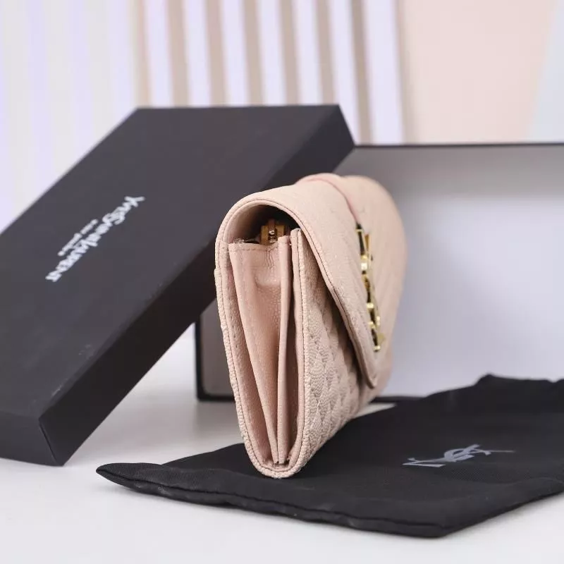 CHEAP Saint Laurent Large Envelope Flap Wallet In Mixed Grained Matelasse Leather Pink Gold 0116