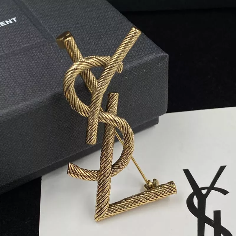 CHEAP Saint Laurent Opyum Brooch In Twisted Metal Gold 0119