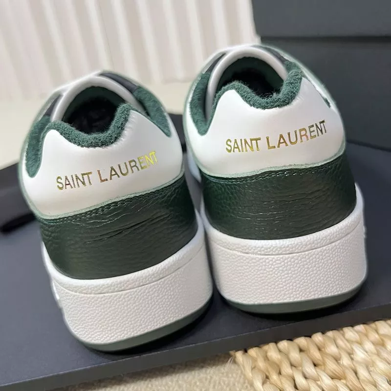 CHEAP Saint Laurent SL 61 Low-Top Sneakers Unisex Perforated and Grained Leather White Green 0115