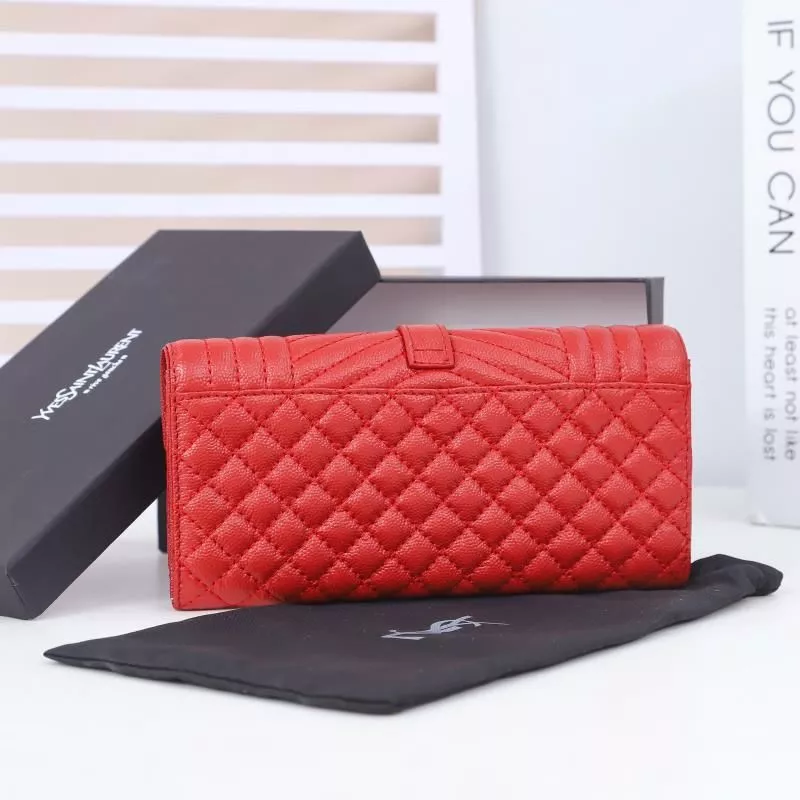 CHEAP Saint Laurent Large Envelope Flap Wallet In Mixed Grained Matelasse Leather Red Gold 0113