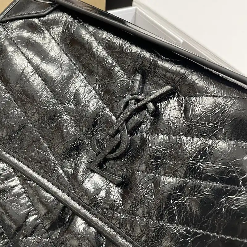 CHEAP Saint Laurent Medium Niki Chain Bag In Crinkled And Quilted Leather Black 0131