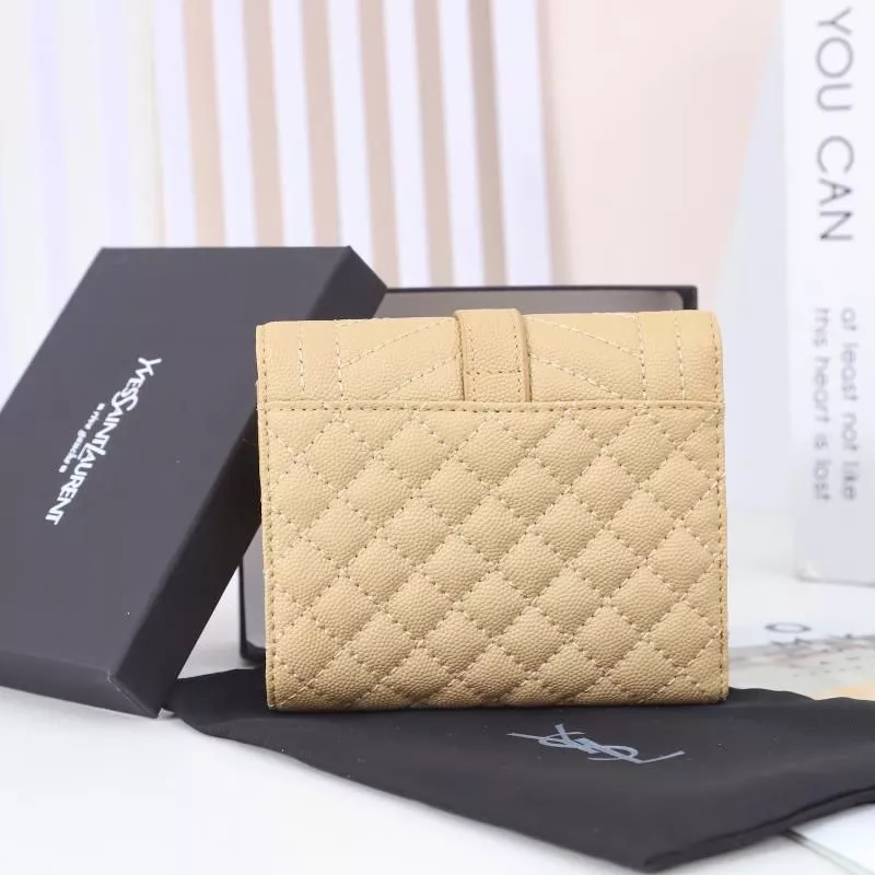 CHEAP Saint Laurent Small Envelope Trifold Wallet In Mixed Grained Matelasse Leather Apricot Gold 0118