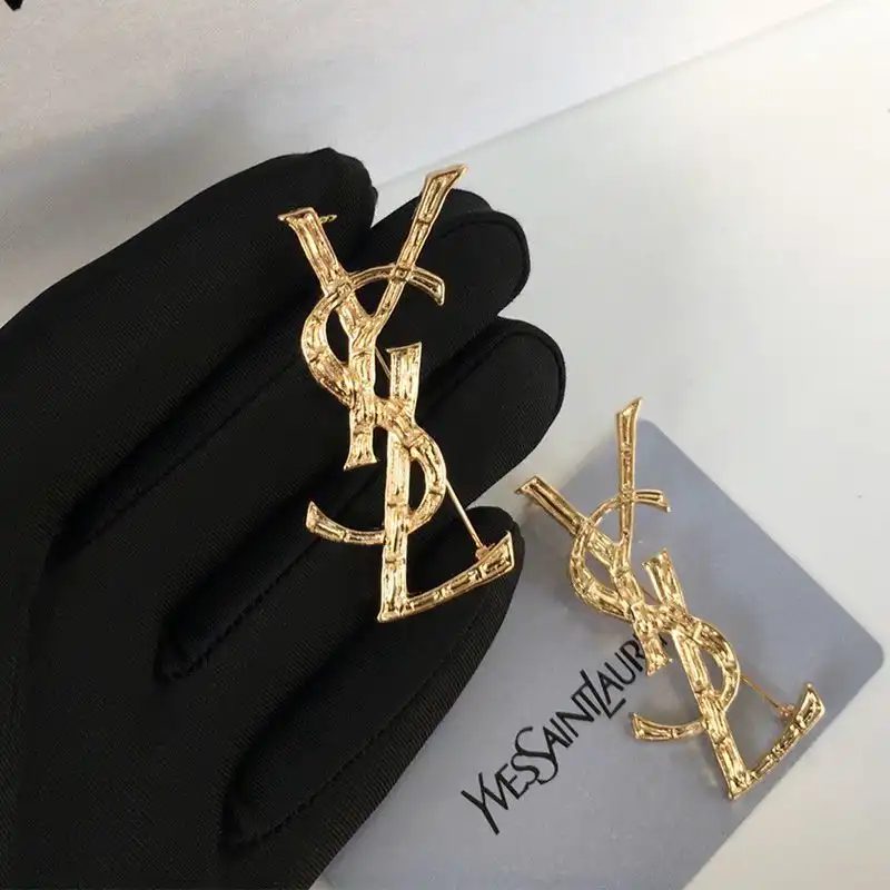 CHEAP Saint Laurent Opyum Brooch In Bamboo Metal Gold 0123