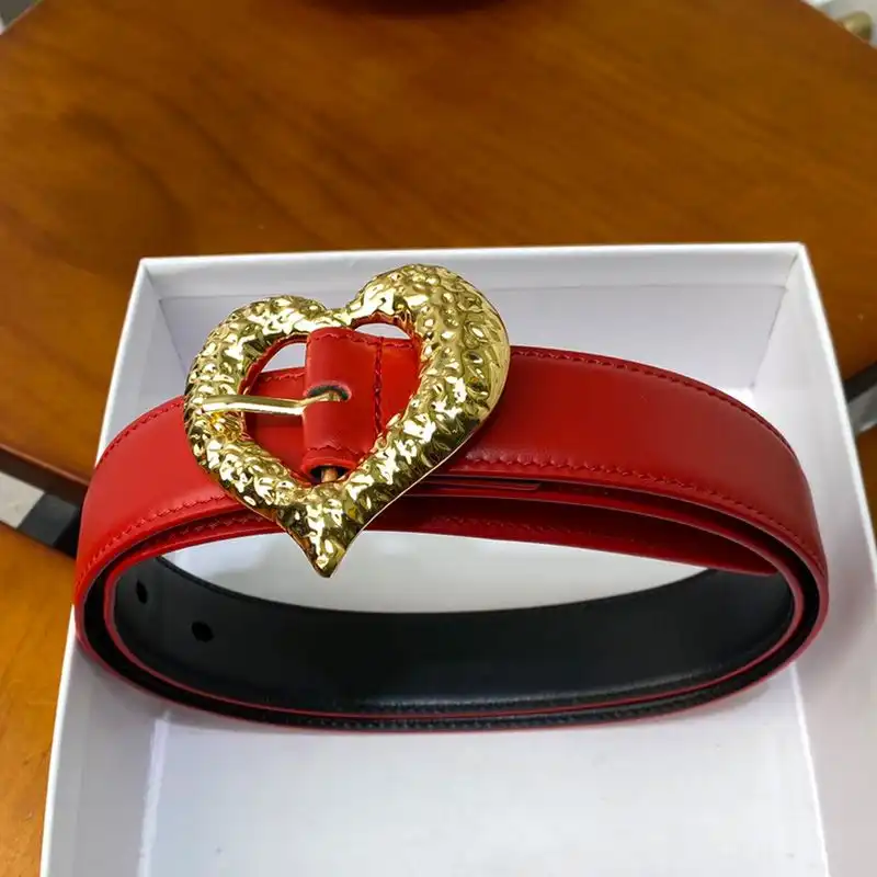 CHEAP Saint Laurent Heart Belt In Nappa Leather Red Gold 0126