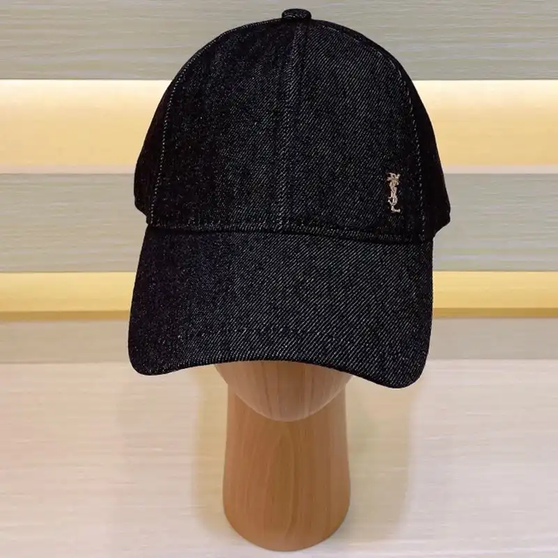 CHEAP Saint Laurent Cassandre Baseball Cap In Denim Black 0127