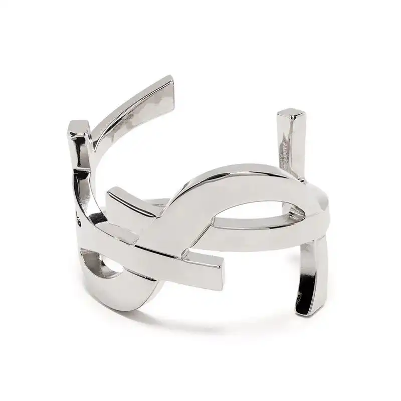 CHEAP Saint Laurent Opyum Twist Cuff Bracelet In Metal Silver 0128