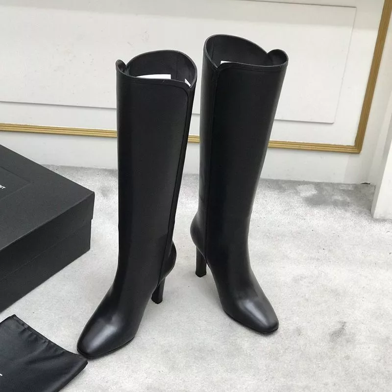 CHEAP Saint Laurent Jane Knee Boots with YSL Signature Women Smooth Leather Black 0117