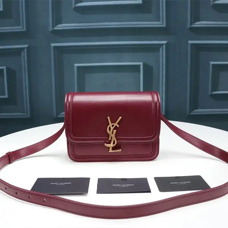 CHEAP Saint Laurent Small Solferino Satchel In Box Leather Burgundy Gold 0125