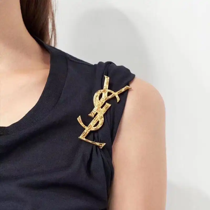 CHEAP Saint Laurent Opyum Brooch In Bamboo Metal Gold 0123