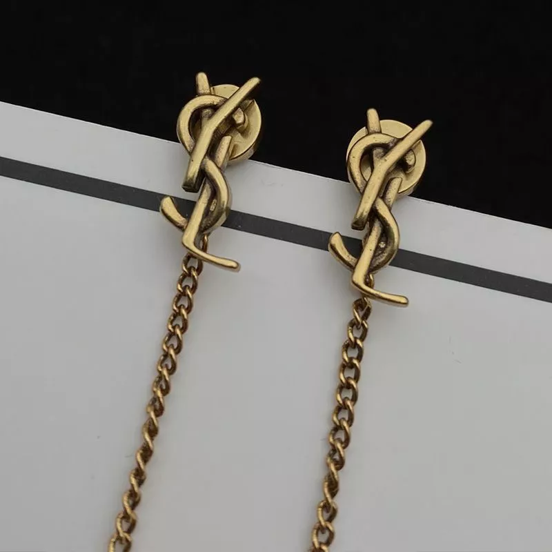 CHEAP Saint Laurent Opyum Threader Earrings In Metal Gold 0113