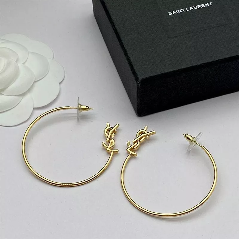 CHEAP Saint Laurent Opyum Hoop Earrings In Metal Gold 0119