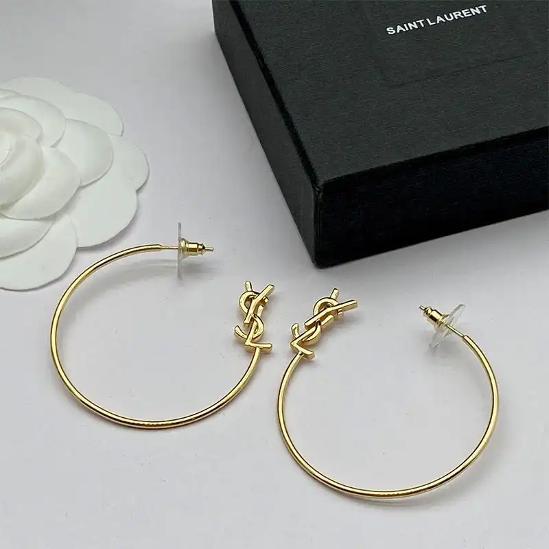 CHEAP Saint Laurent Opyum Hoop Earrings In Metal Gold 0201