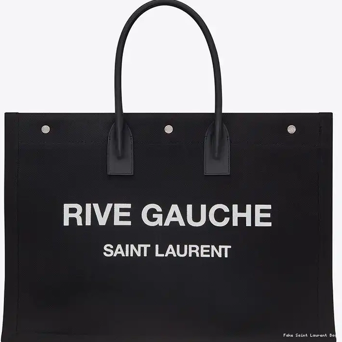 CHEAP And In Black Linen Saint Laurent Tote Rive Gauche Leather 0215