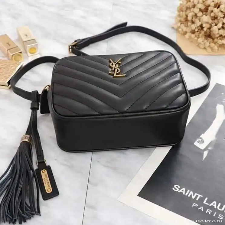 CHEAP Gold Matelasse Bag Lou Black Belt In Leather Saint Laurent 0225