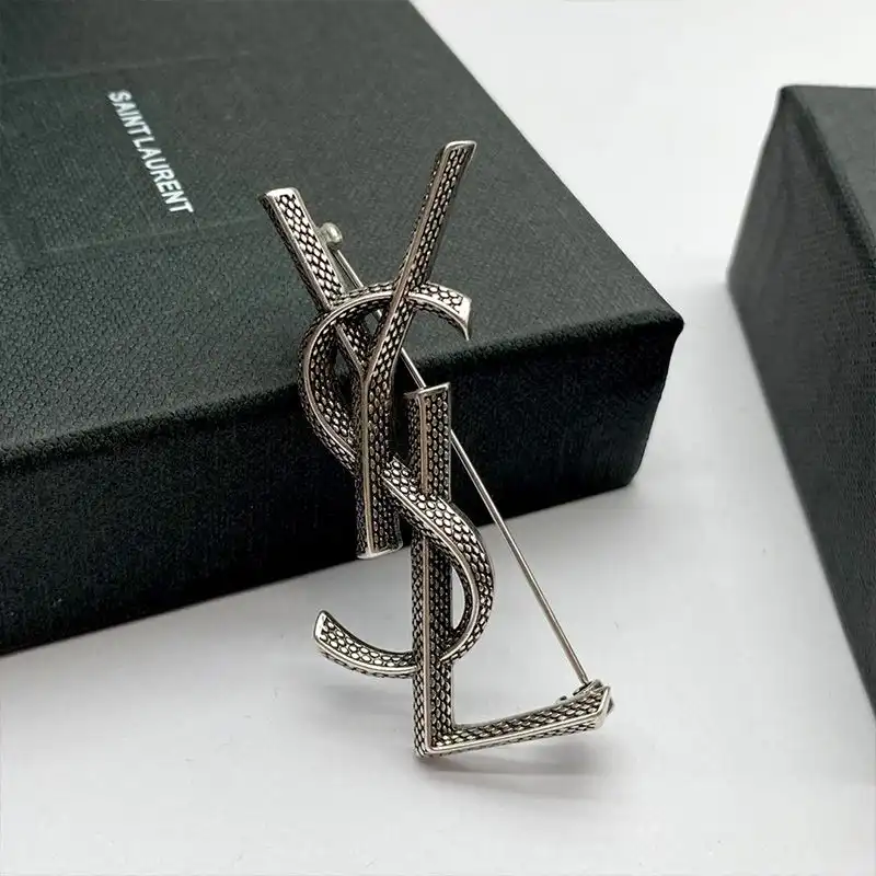 CHEAP Saint Laurent Opyum Brooch In Snake Metal Silver 0205