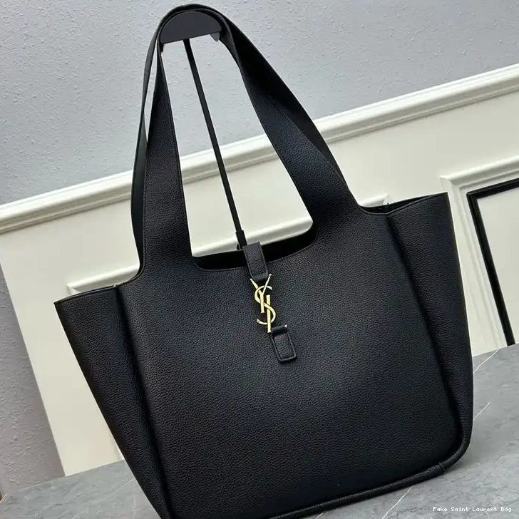 CHEAP Bea In Saint Black Gold Leather Laurent Grained Tote 0215