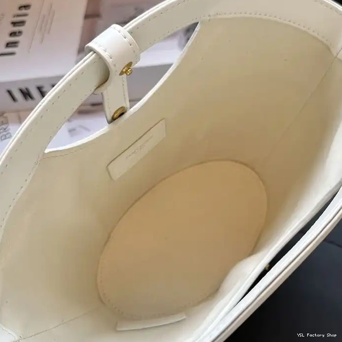 CHEAP Saint Laurent Gold Leather In Mini Tote Celia White Smooth 0212