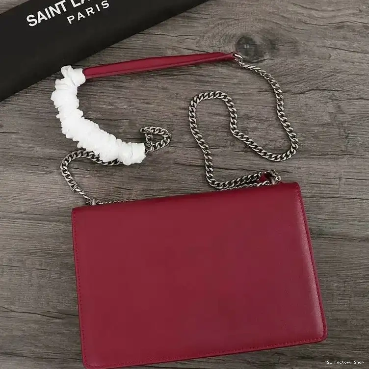 CHEAP Red Silver Medium Sunset In Leather Saint Laurent Bag Chain 0212