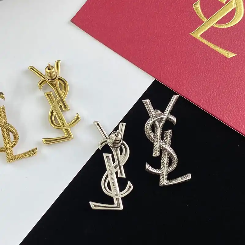 CHEAP Saint Laurent Opyum Earrings In Snake Metal Silver 0201