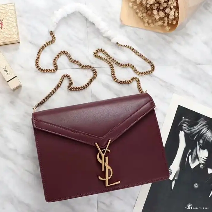 CHEAP Clasp Smooth In Burgundy Saint Bag Laurent Cassandra Gold Leather 0210