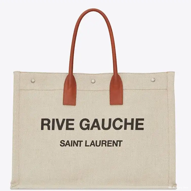 CHEAP Saint Beige And Laurent Rive Tote In Gauche Leather Linen 0221