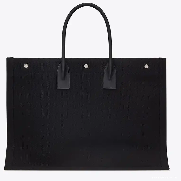 CHEAP And In Black Linen Saint Laurent Tote Rive Gauche Leather 0215