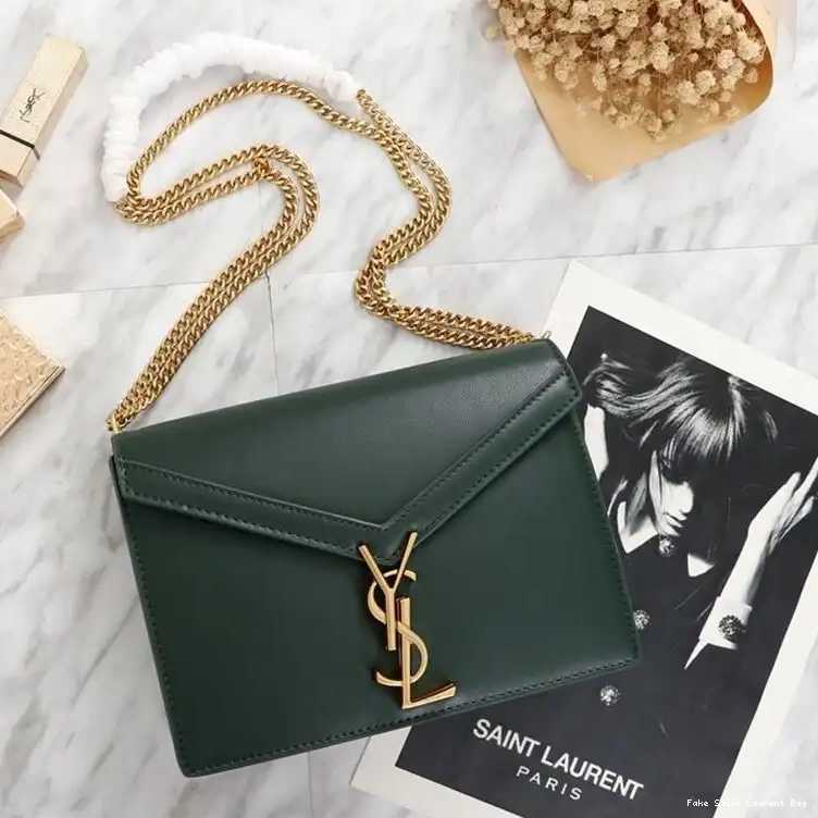 CHEAP Clasp Leather Smooth Saint In Laurent Gold Cassandra Bag Green 0218