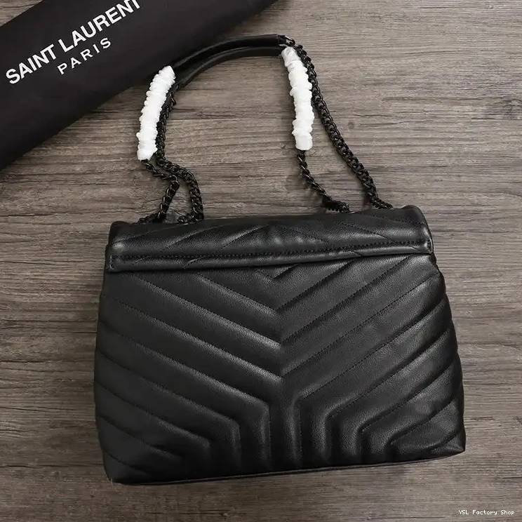 CHEAP Black Saint Laurent Leather Loulou Chain In Matelasse Y Medium Bag 0209