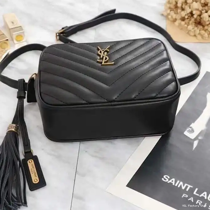 CHEAP Black Laurent Leather Matelasse In Belt Lou Saint Bag Gold 0213