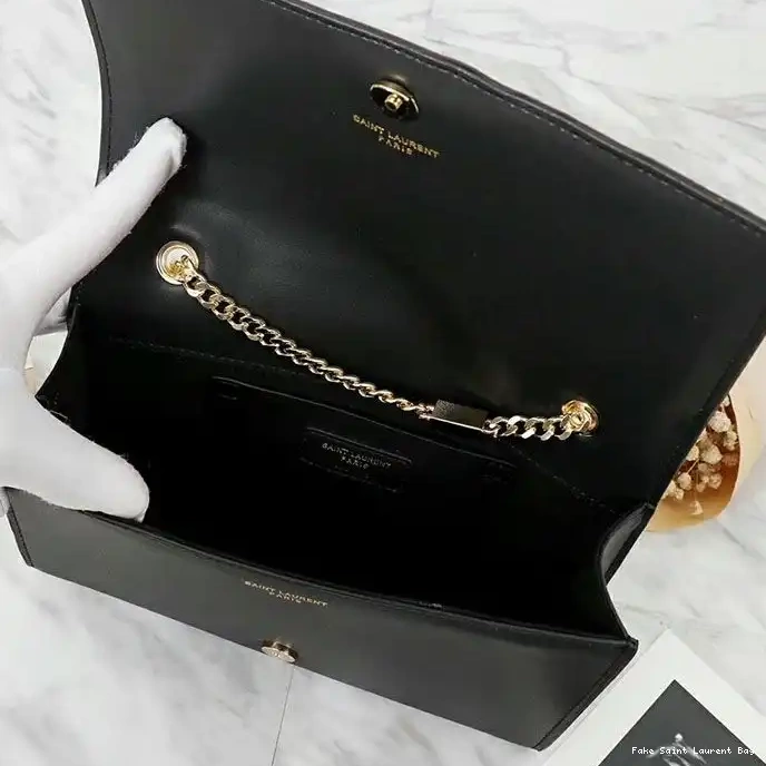 CHEAP Black Medium Gold In Chain Saint Leather Kate Laurent Bag 0210