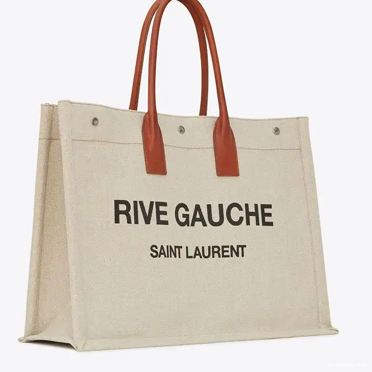 CHEAP Saint Beige And Laurent Rive Tote In Gauche Leather Linen 0221