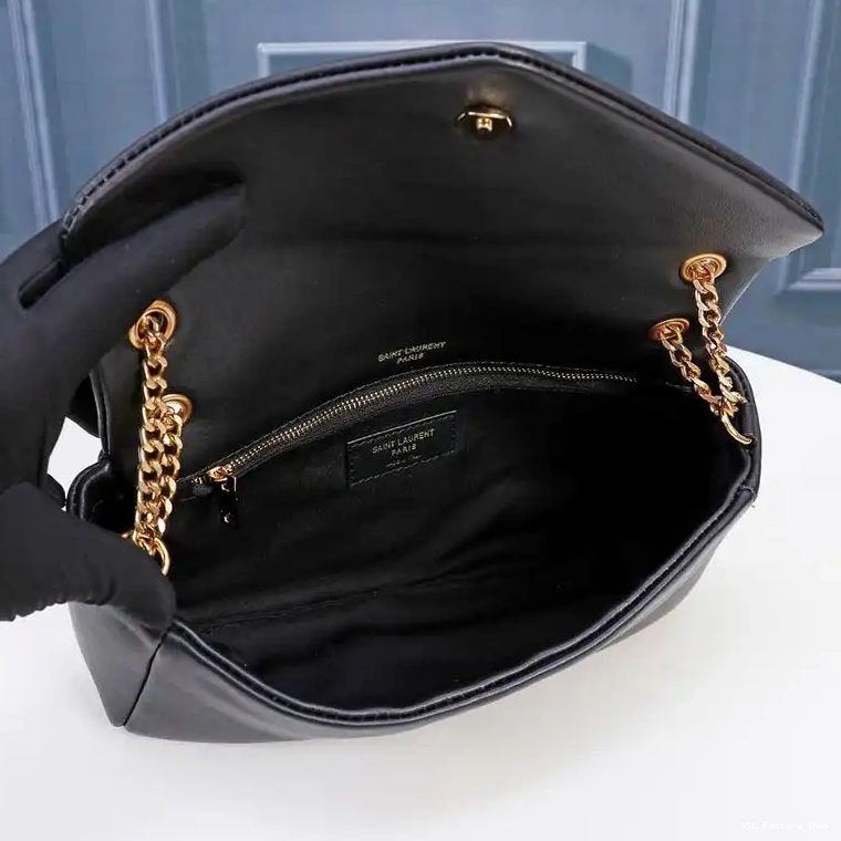 CHEAP Plunged In Calypso Laurent Gold Saint Black Lambskin Bag 0208