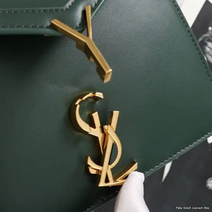 CHEAP Clasp Leather Smooth Saint In Laurent Gold Cassandra Bag Green 0218