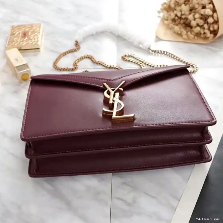 CHEAP Clasp Smooth In Burgundy Saint Bag Laurent Cassandra Gold Leather 0210