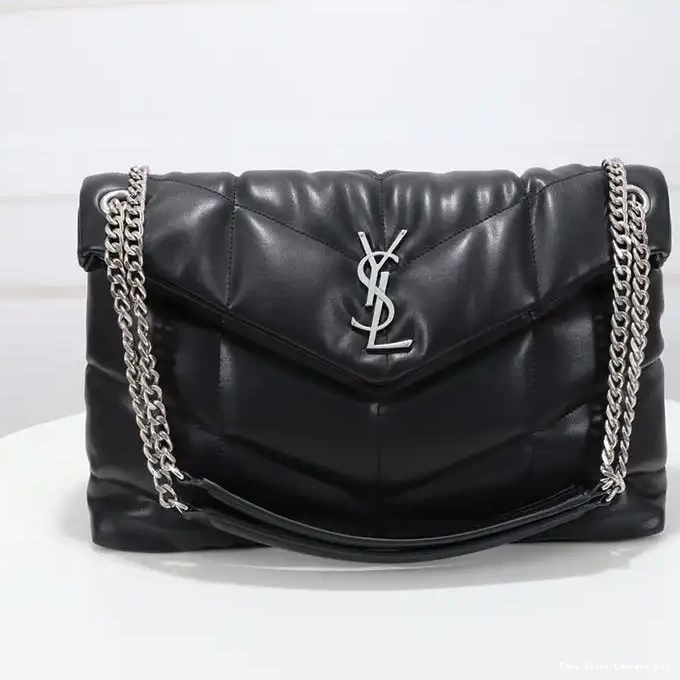 CHEAP Saint Puffer Laurent Black Silver Medium In Bag Quilted Loulou Lambskin 0218