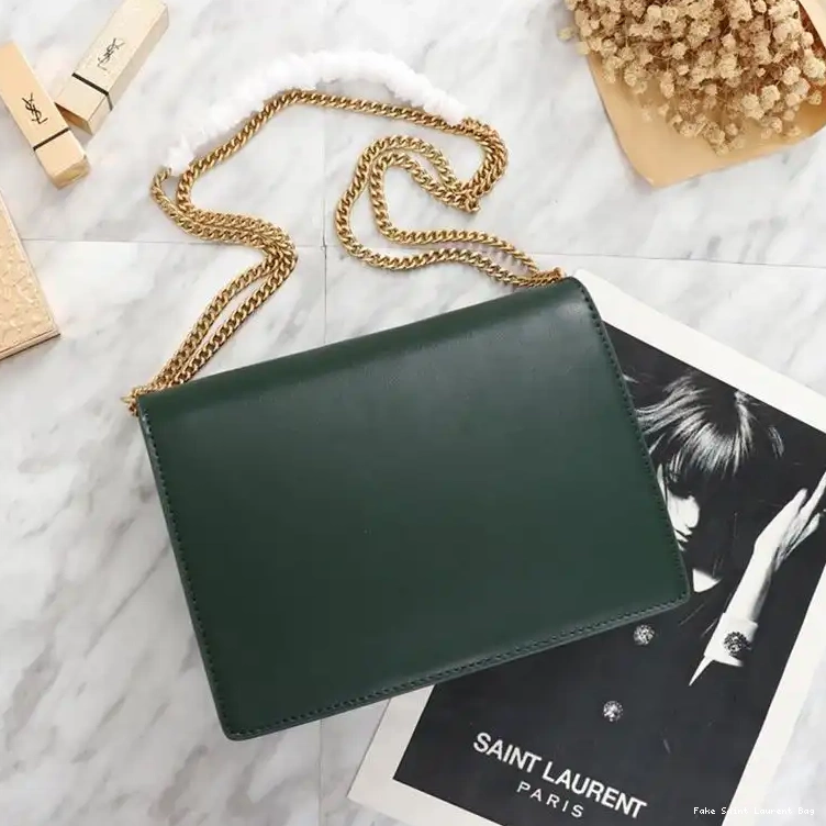 CHEAP Clasp Leather Smooth Saint In Laurent Gold Cassandra Bag Green 0218