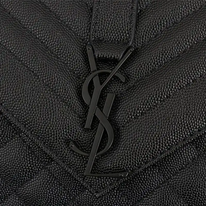 CHEAP Saint Laurent Medium Envelope Chain Bag In Mixed Grained Matelasse Leather Black 0206