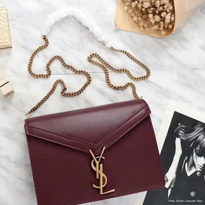 CHEAP Burgundy Smooth Saint Clasp Laurent Gold Cassandra In Bag Leather 0213