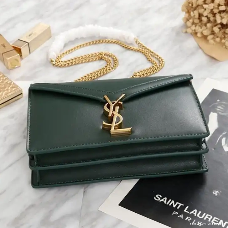 CHEAP Clasp Leather Smooth Saint In Laurent Gold Cassandra Bag Green 0218